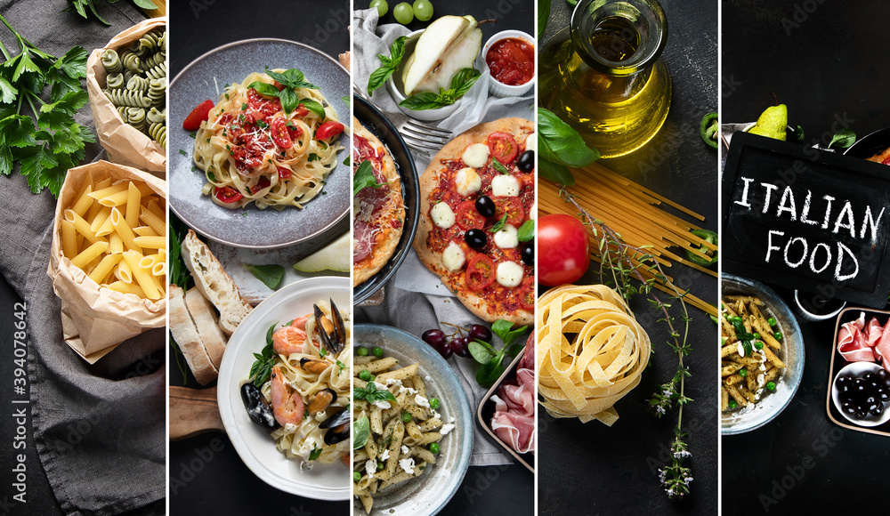 A Collage Of Photos Showing Italian Foods